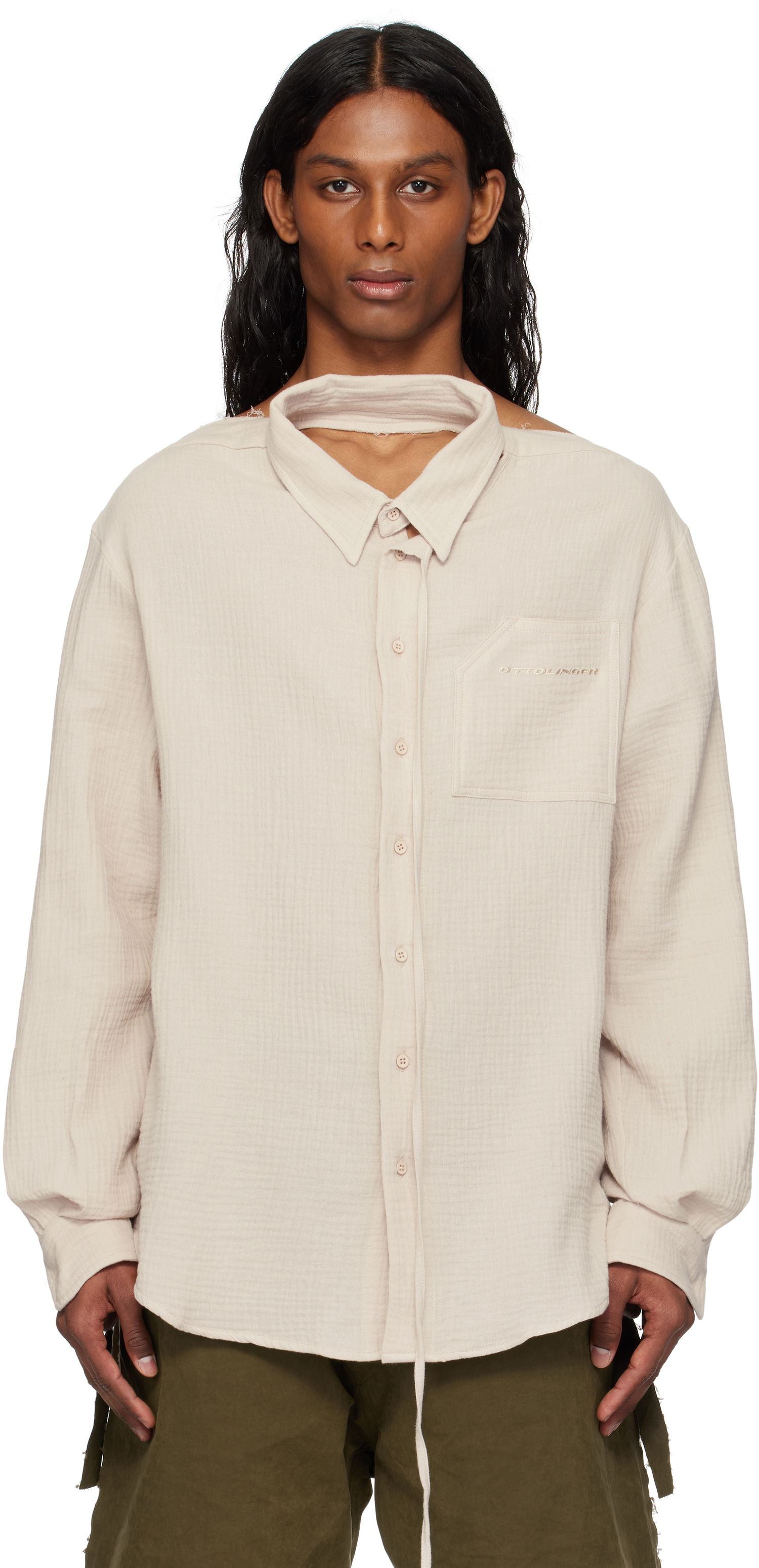 Риза Ottolinger Ottolinger Oversized Cut-Out Mousseline Shirt Бежово | 111-400411-01, 0