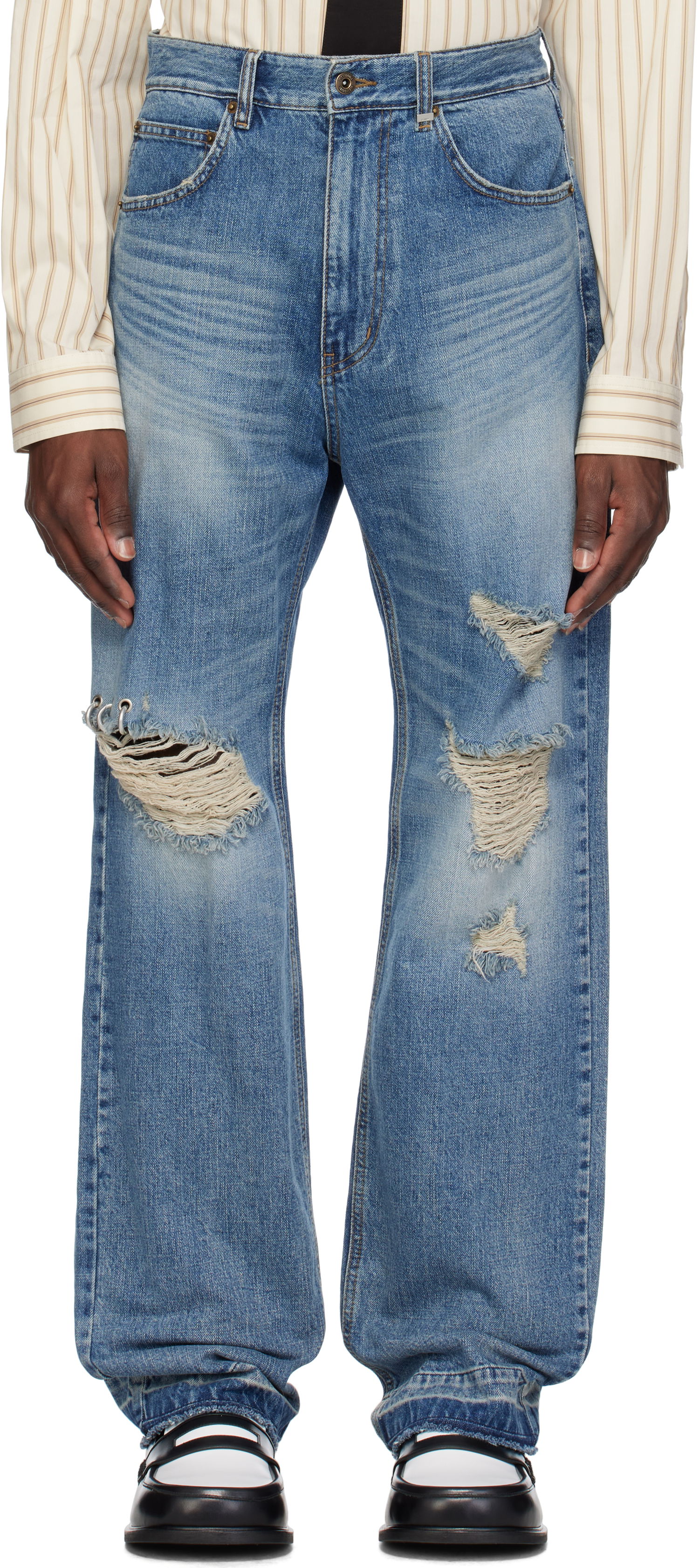 Дънки We11done We11done Distressed Jeans Синьо | WD-DP0-25-333-M-BL, 0