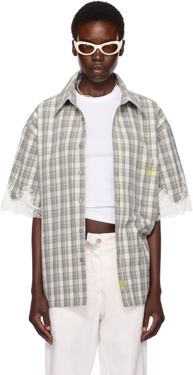Martine Rose Lace Trim Plaid Shirt