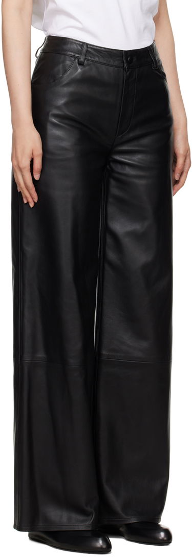 Панталони Loulou de Saison Loulou de Saison Figari Leather Wide-Leg Pants Черно | FIGARI, 1