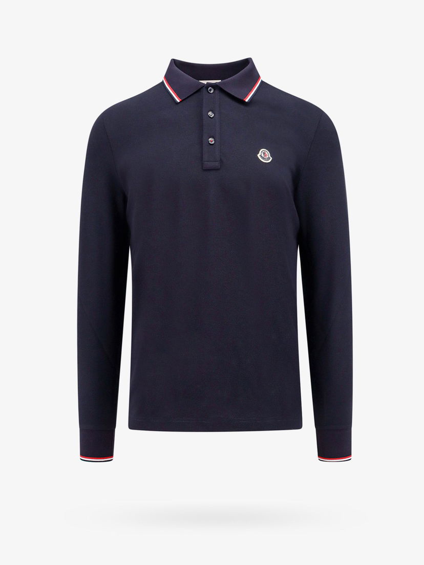 Поло тениска Moncler Long Sleeve Polo Синьо | 0918B701008455677X