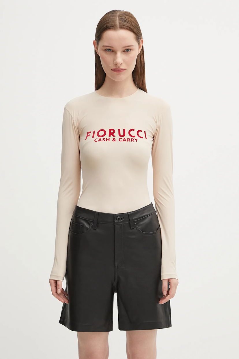 Тениска Fiorucci Fiorucci Cash & Carry Long Sleeve T-Shirt Бежово | W02FPTBO430LY01NA01