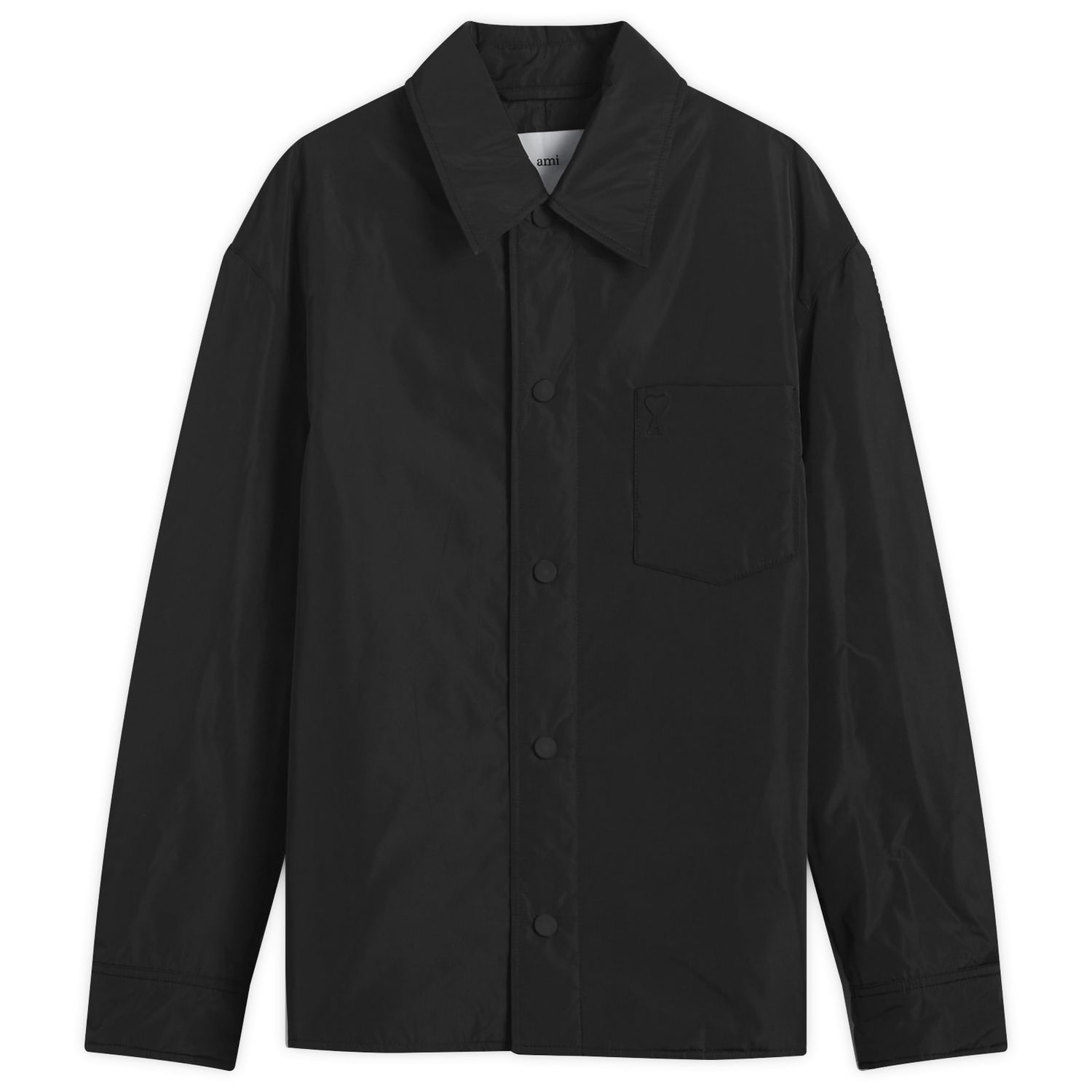 Риза AMI AMI Paris Men's Technical Taffetas Overshirt, Size Large Черно | H25HJK829-PL0039-001H25, 1