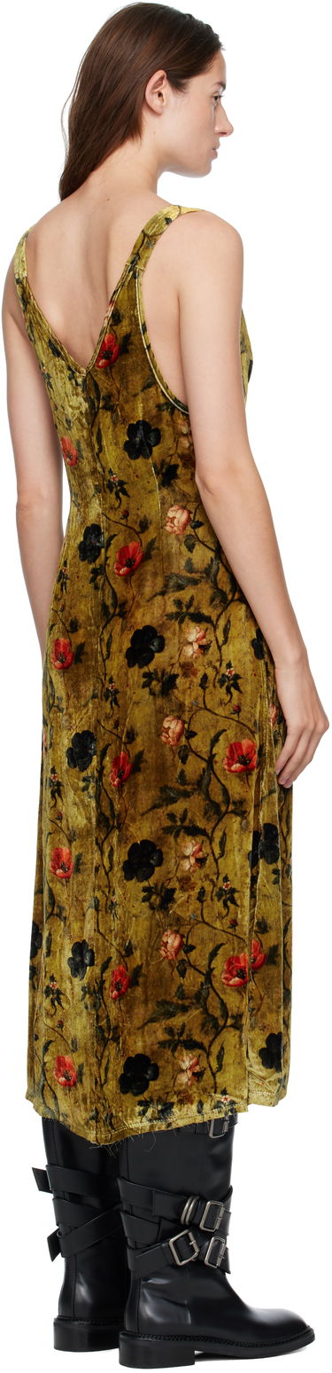 Pокля R13 R13 Grunge Floral-Print Velvet Slip Midi Dress Зелено | R13WR477-R595A, 2