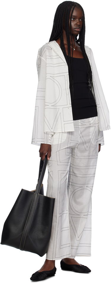 Риза TOTEME TOTEME Monogram Print Long Sleeve Shirt Бяло | 243-WRT976-FB0239, 3