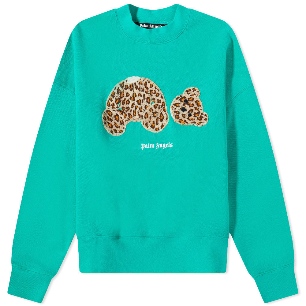 Суитчър Palm Angels Leopard Kill The Bear Crew Sweat Зелено | PMBA026S22FLE0075760, 0