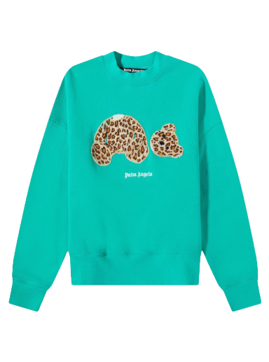 Суитчър Palm Angels Leopard Kill The Bear Crew Sweat Зелено | PMBA026S22FLE0075760