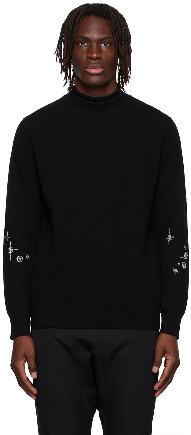 Пуловер We11done Cashmere Star Embroidered Turtleneck Sweater Черно | WD-KT1-22-646-U-BK, 0