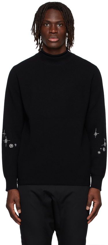 Пуловер We11done Cashmere Star Embroidered Turtleneck Sweater Черно | WD-KT1-22-646-U-BK, 0