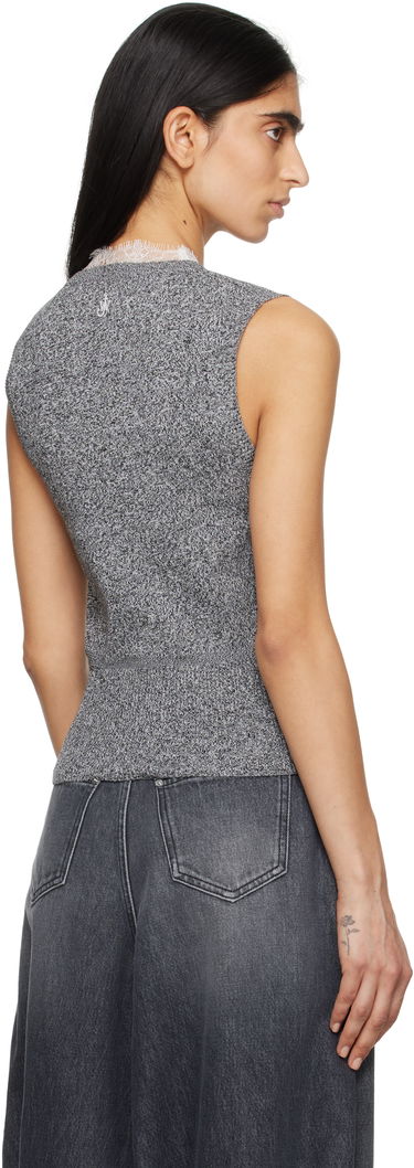 Пуловер JW Anderson JW Anderson V-Neck Lace Trim Vest Сиво | KW1357-YN0324, 2