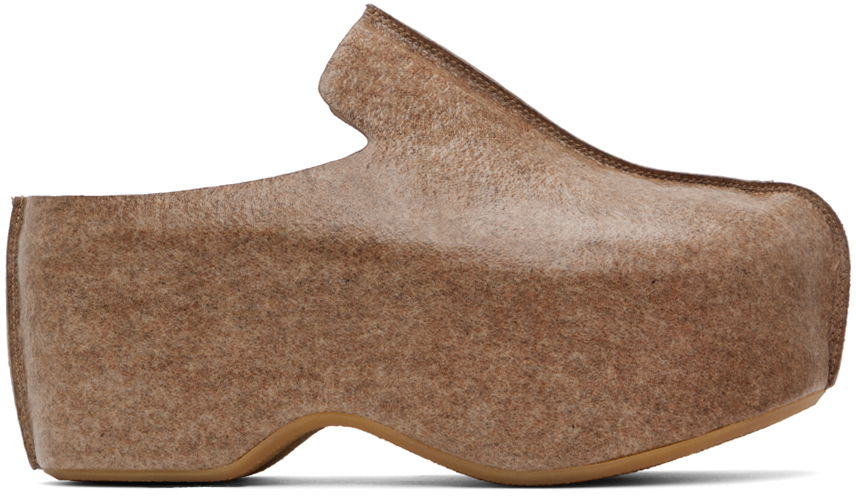 Облекло JW Anderson JW Anderson Laminated Felt Platform Clogs Кафяво | ANM42500D, 0