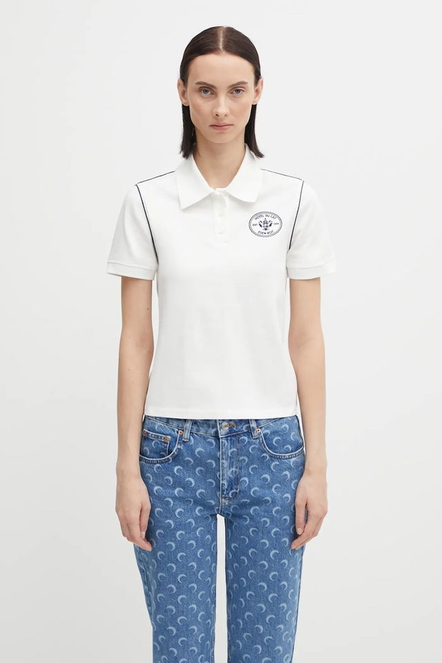 Sporty & Rich Eden Crest Embroidered Pique Polo Shirt