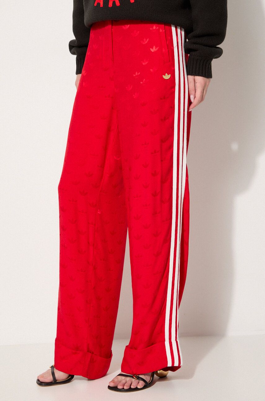 Панталони adidas Originals Jaquard Wide Leg Trousers Червено | JJ2172, 0
