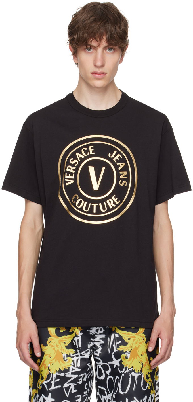 Тениска Versace Jeans Couture V-Emblem T-Shirt Черно | E75GAHT05_ECJ00T, 0