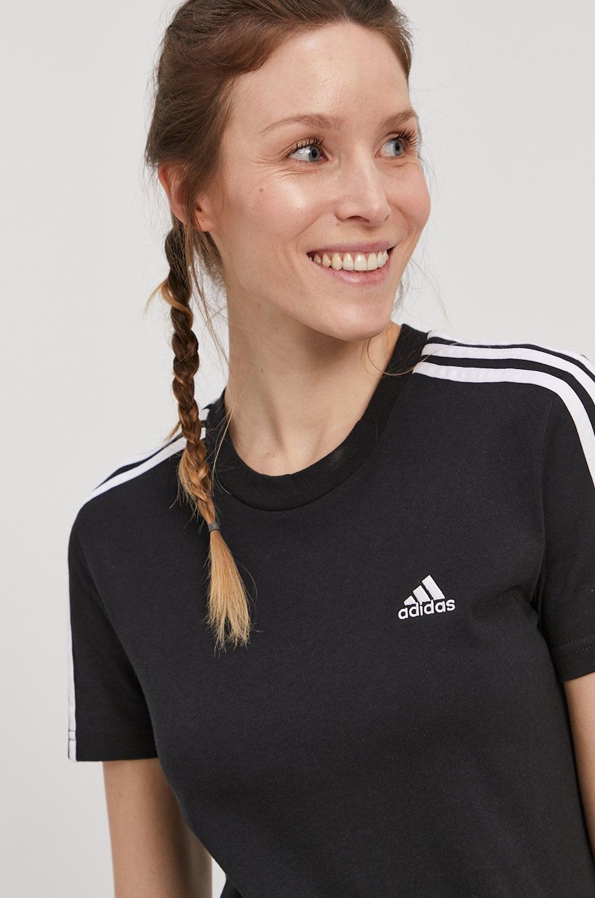 Тениска adidas Performance Sportswear Loungewear Essentials Slim 3-Stripes Черно | GL0784, 0