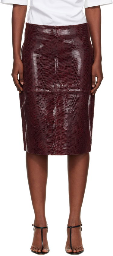 Пола Róhe Róhe Snake Leather Midi Skirt Бургунди | 416-32-166, 0