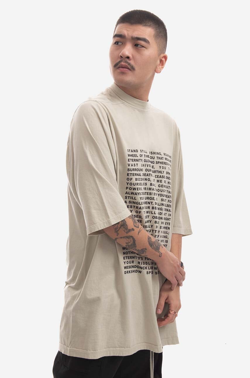 Тениска Rick Owens Knit Jumbo Short Sleeve T-Shirt with Wesendonck Lieder Wagner Print from DRKSHDW Spring Summer 2023 Collection Бежово | DU01C6274.RNEP3.PEARL, 1