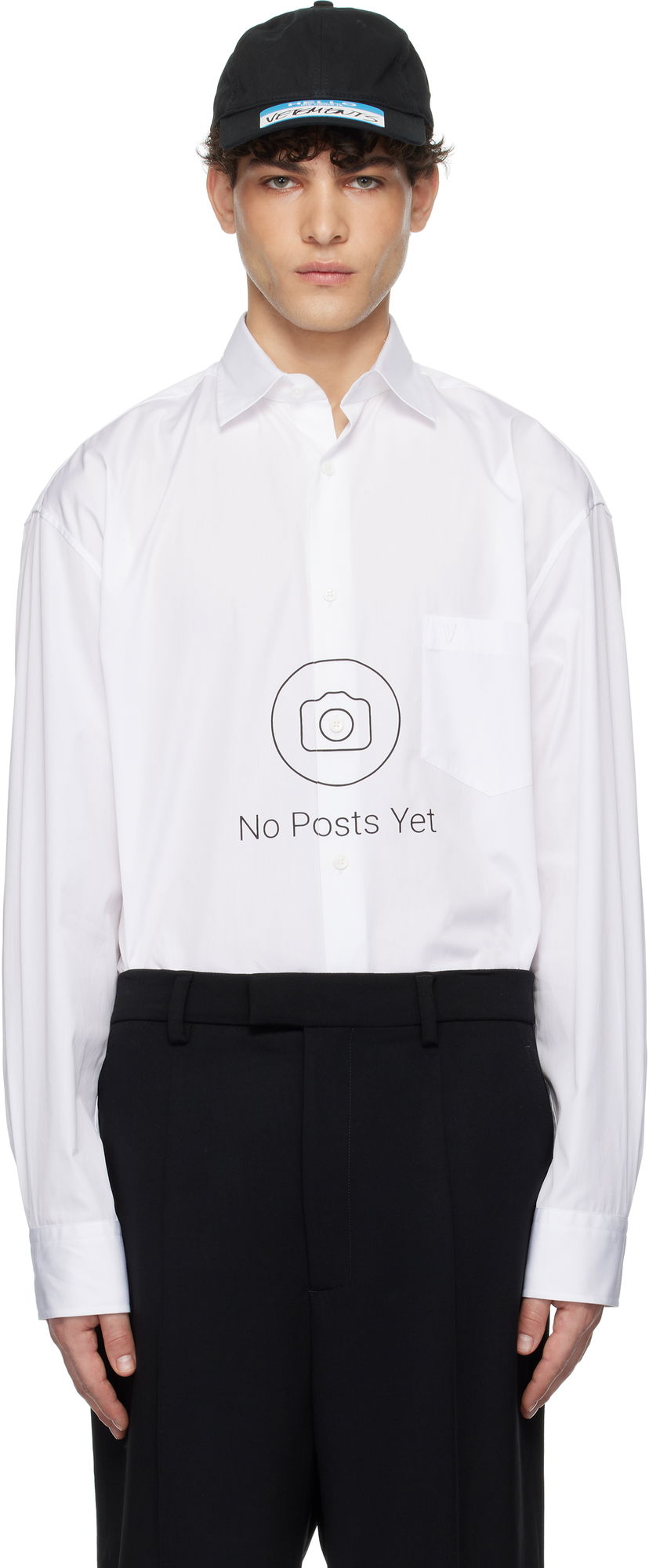 Риза VETEMENTS 'No Posts' Graphic Print Classic Shirt Бяло | UA66SH440W