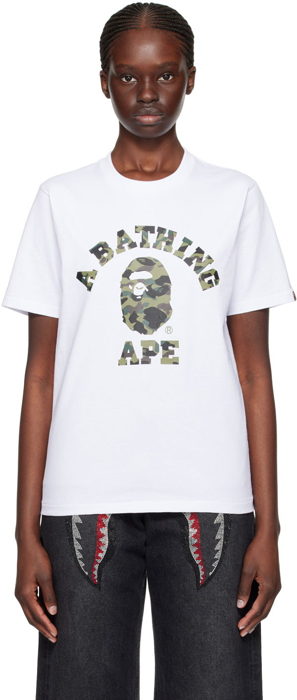 Тениска BAPE 1st Camo College T-Shirt Бяло | 001TEK302008L, 0