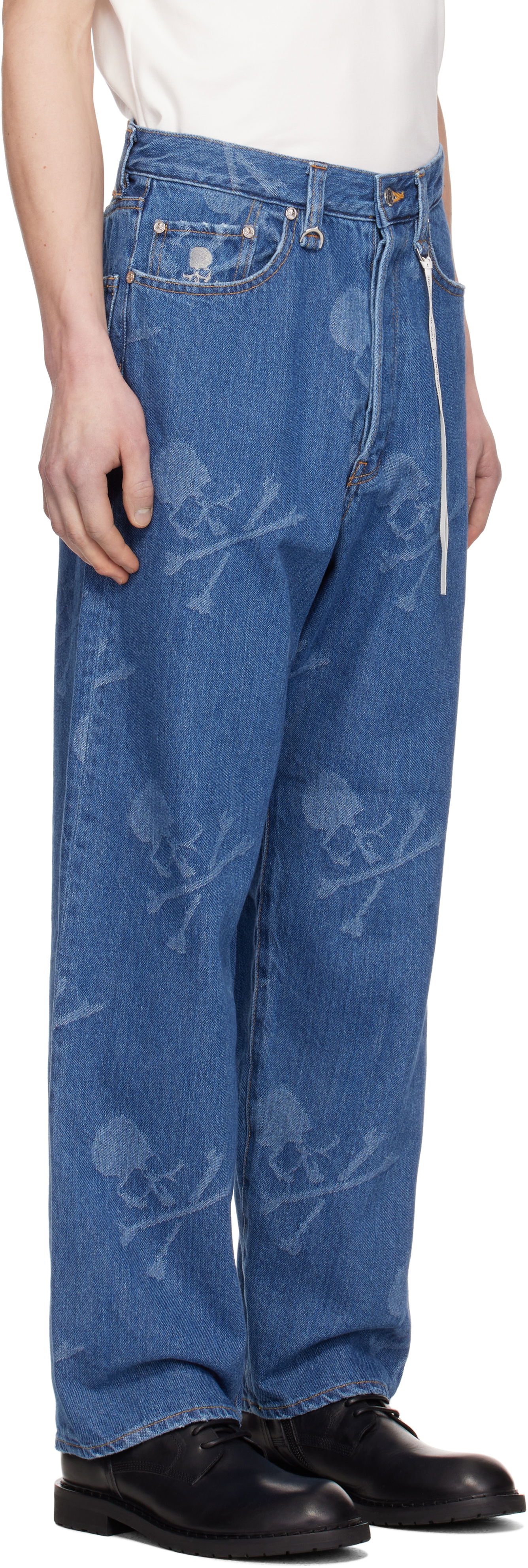 Дънки Mastermind WORLD MASTERMIND WORLD Monogram Straight Jeans Синьо | MW25S14-PA002-000, 1