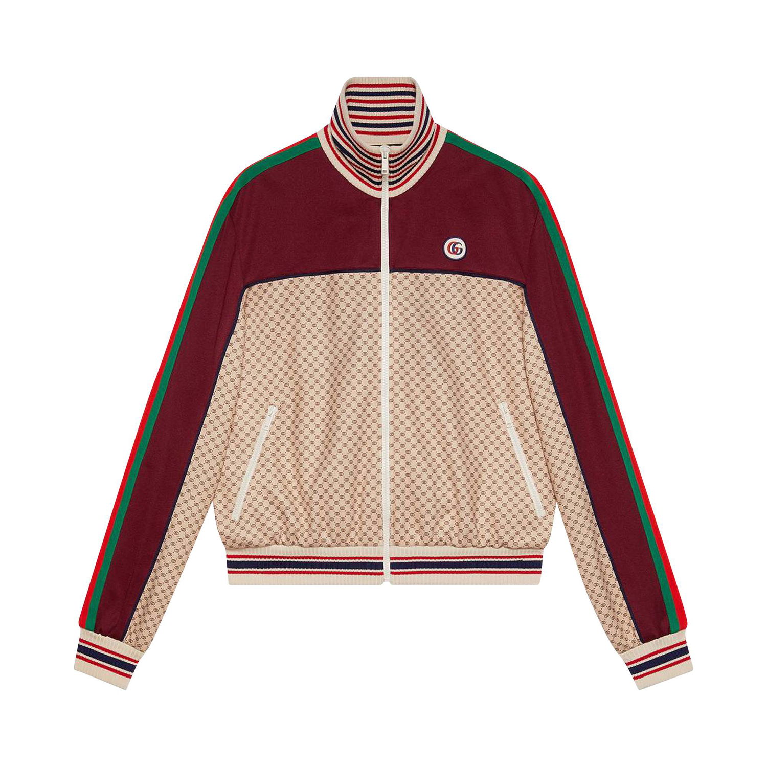 Яке Gucci Interlocking G Print Jersey Jacket Бургунди | 655196 XJDFP 9115, 1