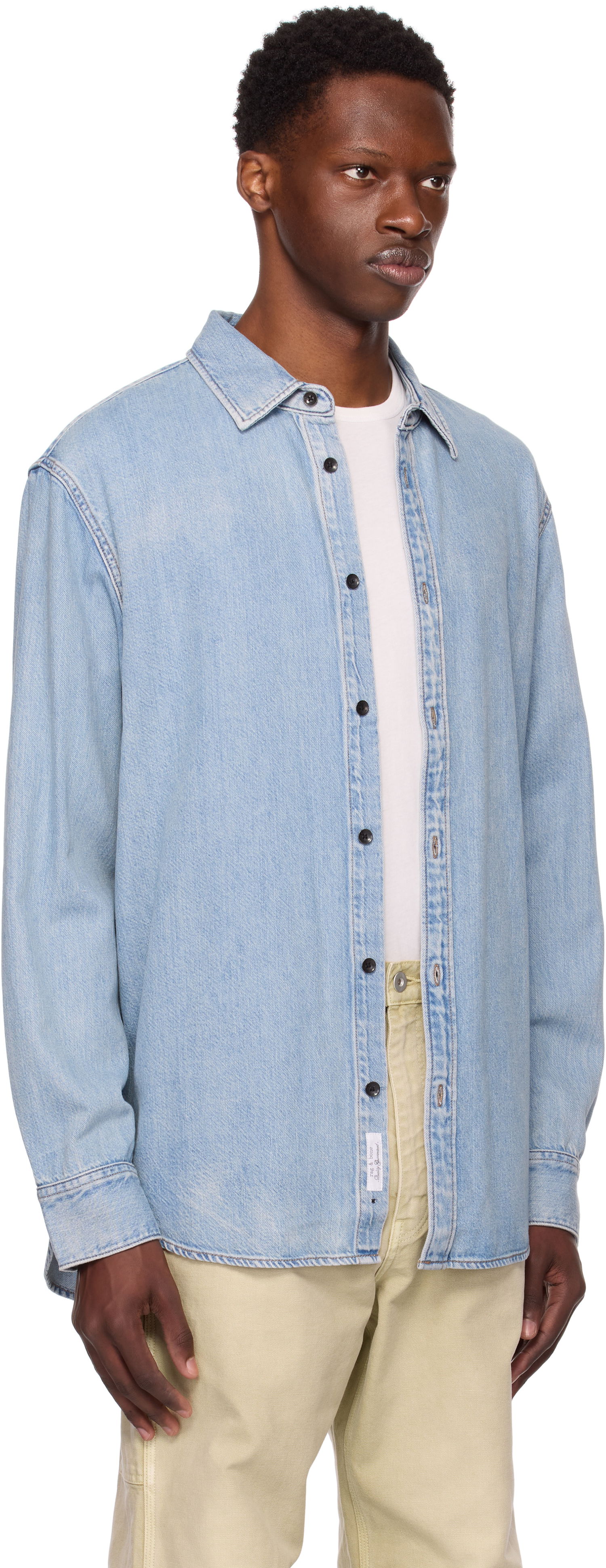 Риза rag & bone Rag & Bone Finch Denim Shirt Синьо | MED25PA016FWSU, 1