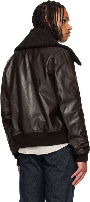 Яке бомбър OUR LEGACY Pharos Shearling Collar Leather Bomber Jacket Кафяво | M4259PU, 2