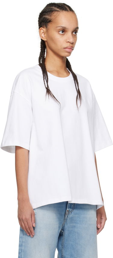 Тениска GANNI Ganni Heavy Cotton Drop Shoulder Open Back T-Shirt Бяло | T4066, 1