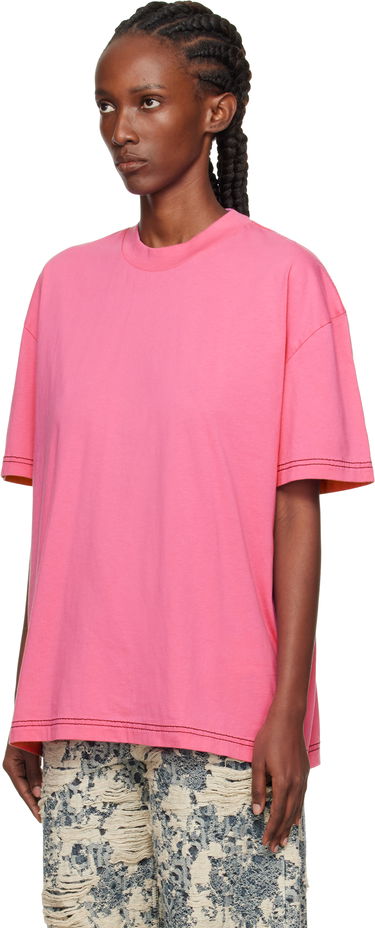 Тениска Acne Studios Oversized Crewneck T-shirt with Contrast Stitching Розово | CL0388-, 3