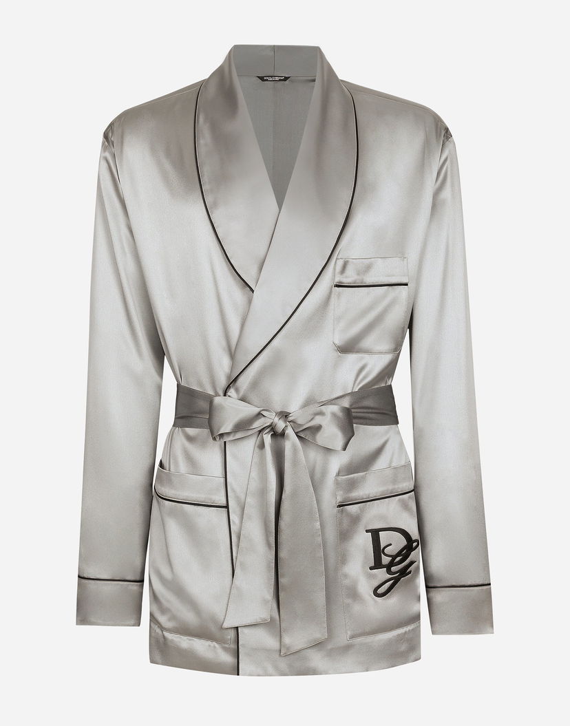 Пижама Dolce & Gabbana Silk Satin Robe Gray Сиво | G2TQ4ZFU1AUN2613