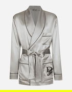Silk Satin Robe Gray