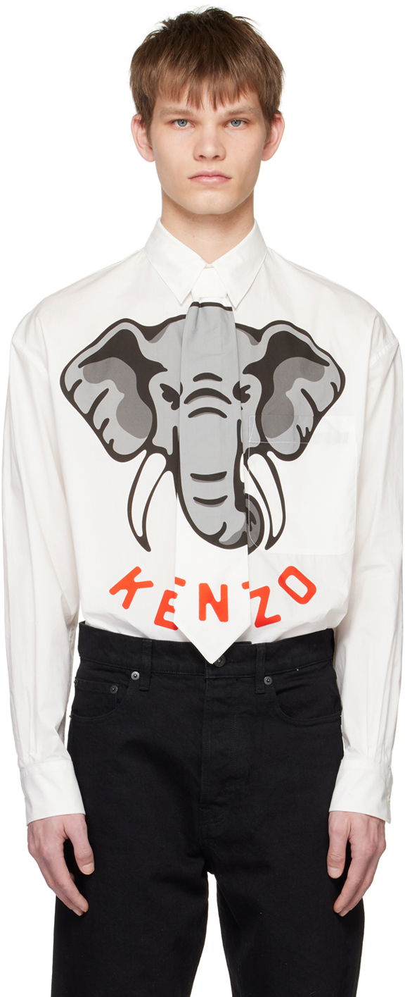Риза KENZO Paris Detachable Tie Shirt Бяло | FD55CH4219I4, 0