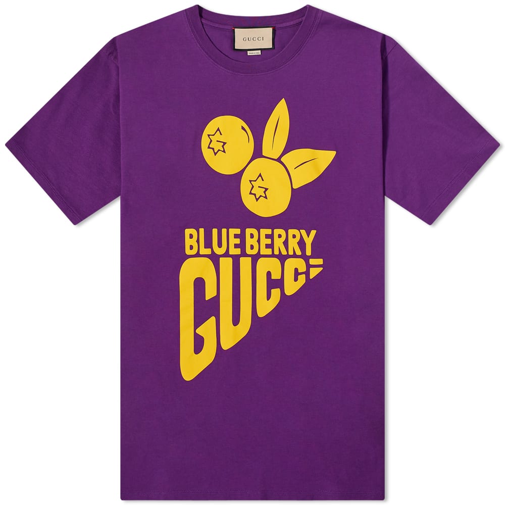 Тениска Gucci Gucci Blueberry Print T-Shirt Лилаво | 616036-XJDWE-5661, 0