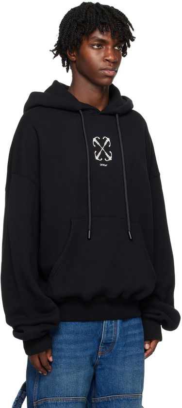 Суитчър Off-White Black Embroidered Logo Hoodie Черно | OMBB118F23FLE0101001, 1
