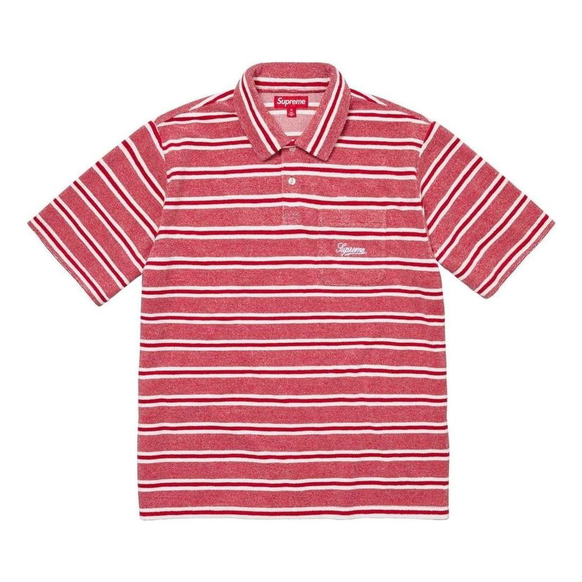 Поло тениска Supreme Striped Terry Short Sleeve Polo Червено | SUP-SS24-230