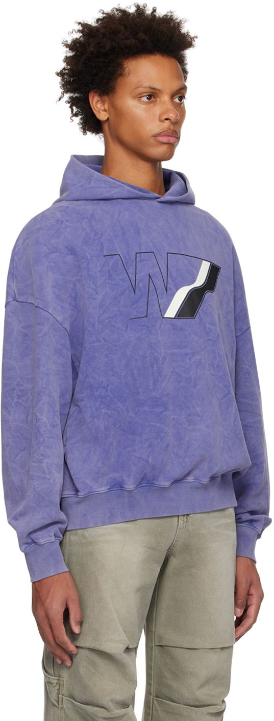 Суитчър We11done Wave Line Graphic Print Hoodie Лилаво | WD-TH3-22-708-U-NV, 1