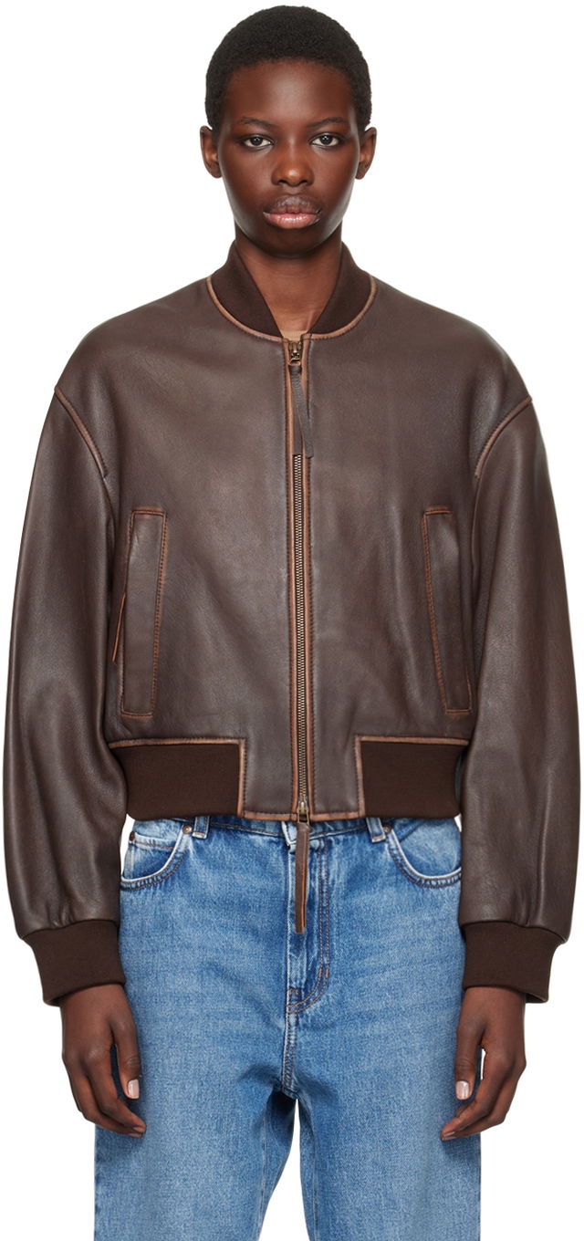 Weekend Max Mara Nappa Leather Bomber Jacket