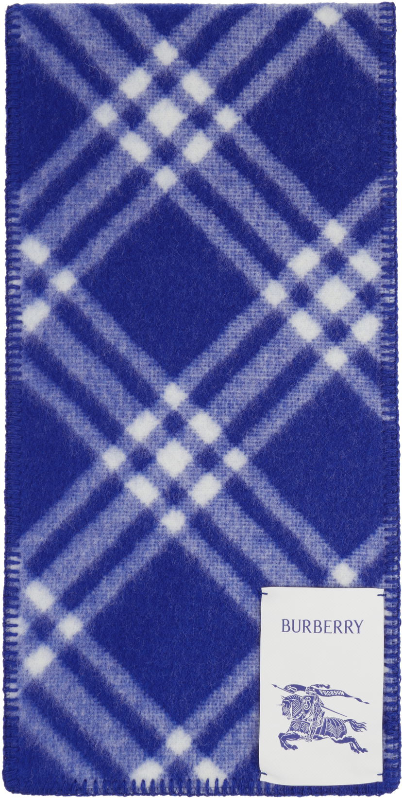 Шал Burberry Check Wool Scarf Синьо | 8079603