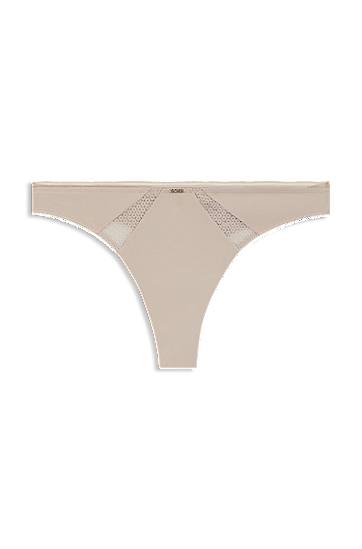 гащички BOSS Microfiber Thong with Lace Inserts Бежово | 50545055
