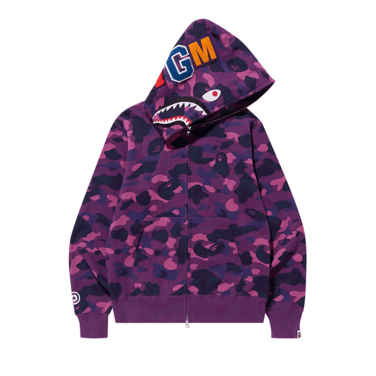 Суитчър BAPE Color Camo Shark Full Zip Hoodie Лилаво | 1I20 115 005 PURPLE, 0