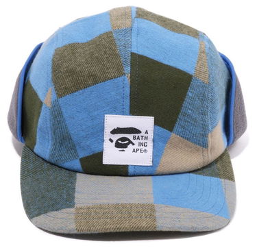 Шапка с козирка BAPE BAPE Block Check Earflap Cap Синьо | 001CPI801001M, 0