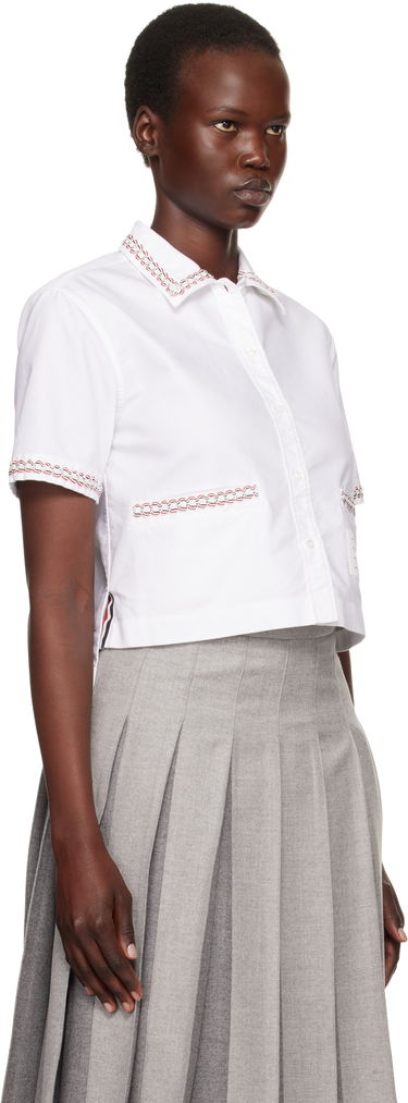 Риза Thom Browne Thom Browne Drop Back Cropped Shirt Бяло | FLL191B-F0313, 1