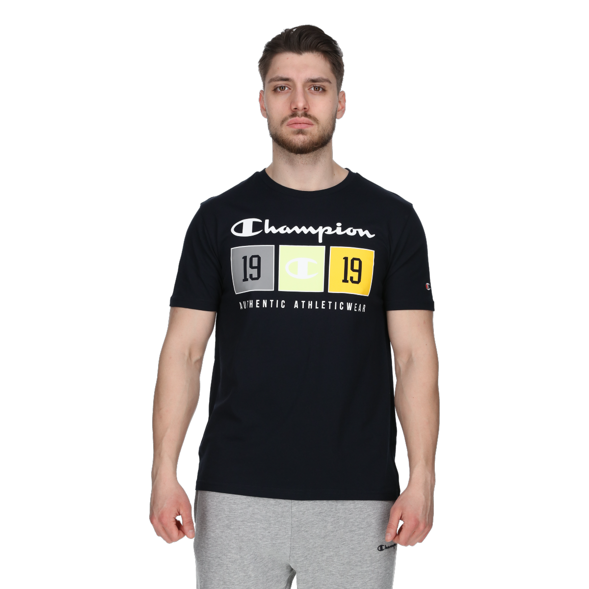 Тениска Champion Crewneck T-Shirt with 'Authentic Athleticwear' Block Graphic Черно | 221479-BS501, 0