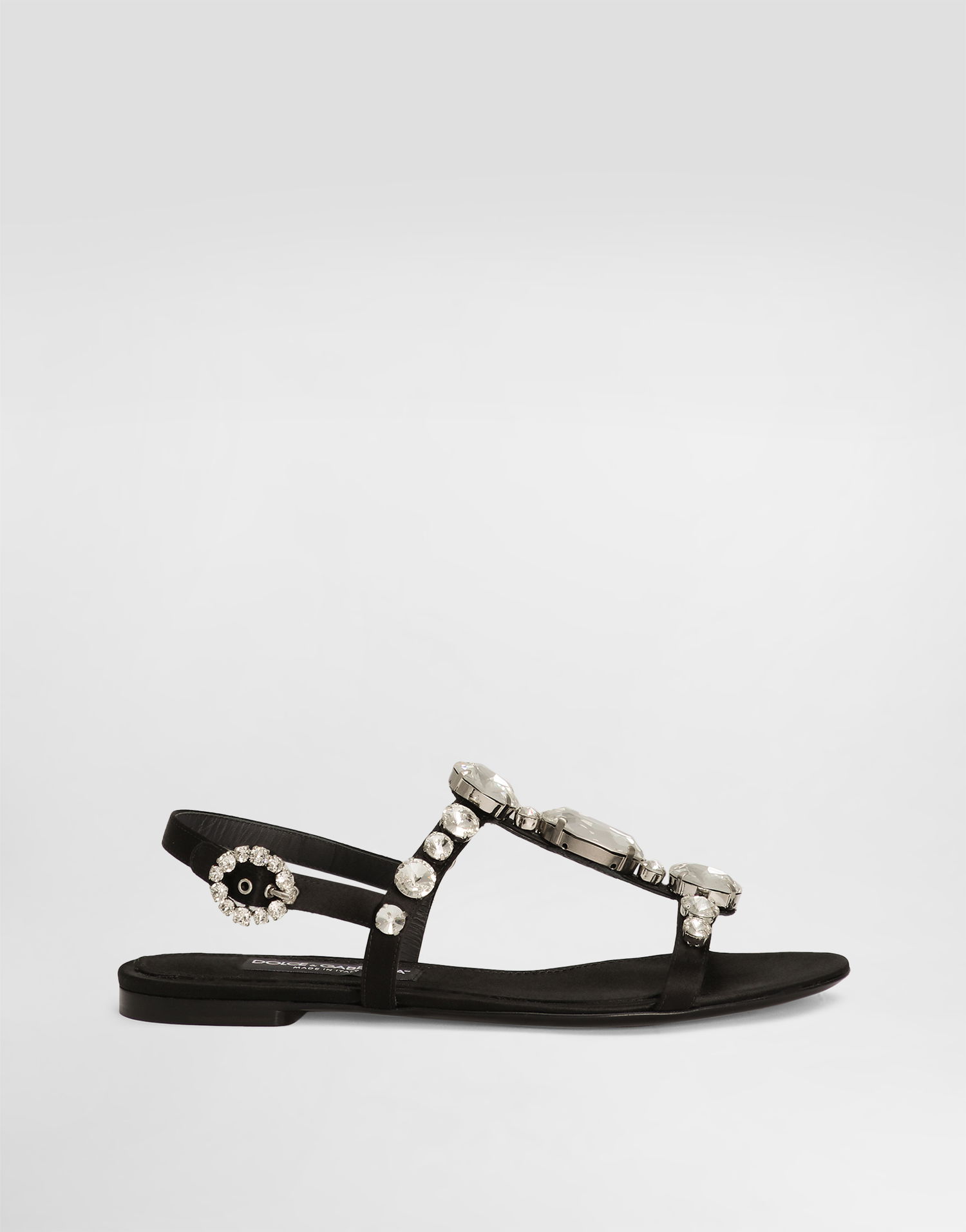 Кецове и обувки Dolce & Gabbana Satin Sandals With Gemstone Embellishment Черно | CQ0601A9T438S488, 0