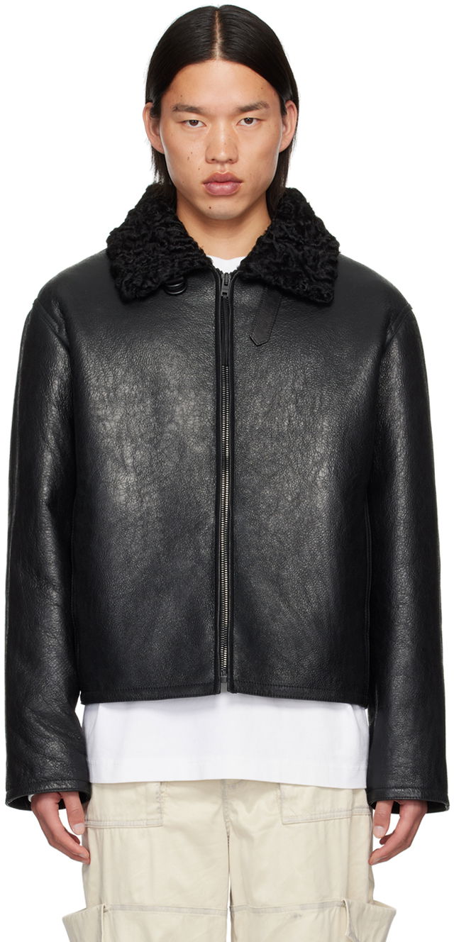 Black Zip Shearling Jacket