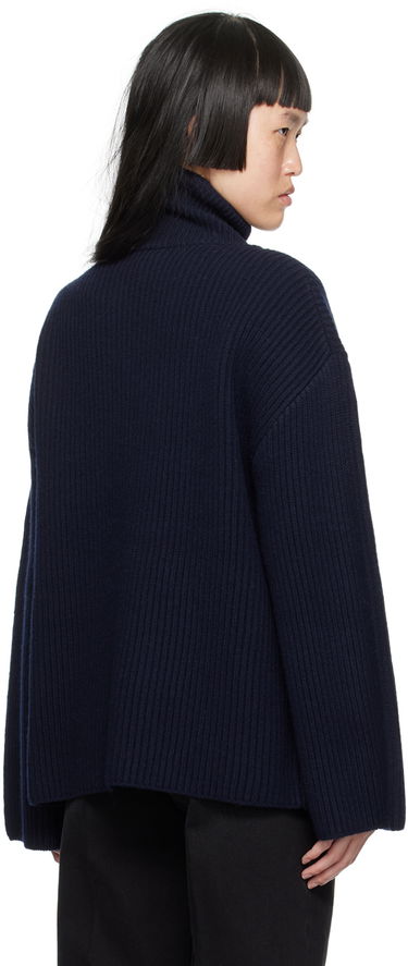 Пуловер TOTEME Turtleneck Ribbed Wool-Blend Sweater Синьо | 234-WRTWTP160-YA0007, 2