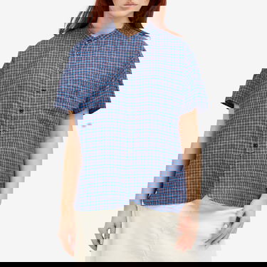 Риза BEAMS Beams Boy Linen Check Short Sleeve Shirt Синьо | 13010074803-75, 2