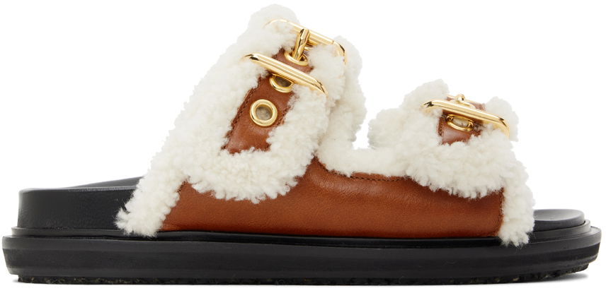 Кецове и обувки Marni Shearling Fussbett 2 Sandals Бяло | FBMS014501 P5045, 0