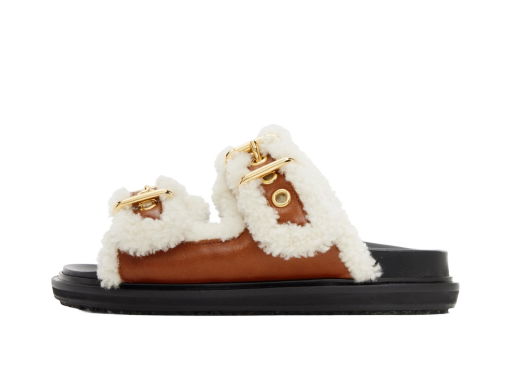 Кецове и обувки Marni Shearling Fussbett 2 Sandals Бяло | FBMS014501 P5045