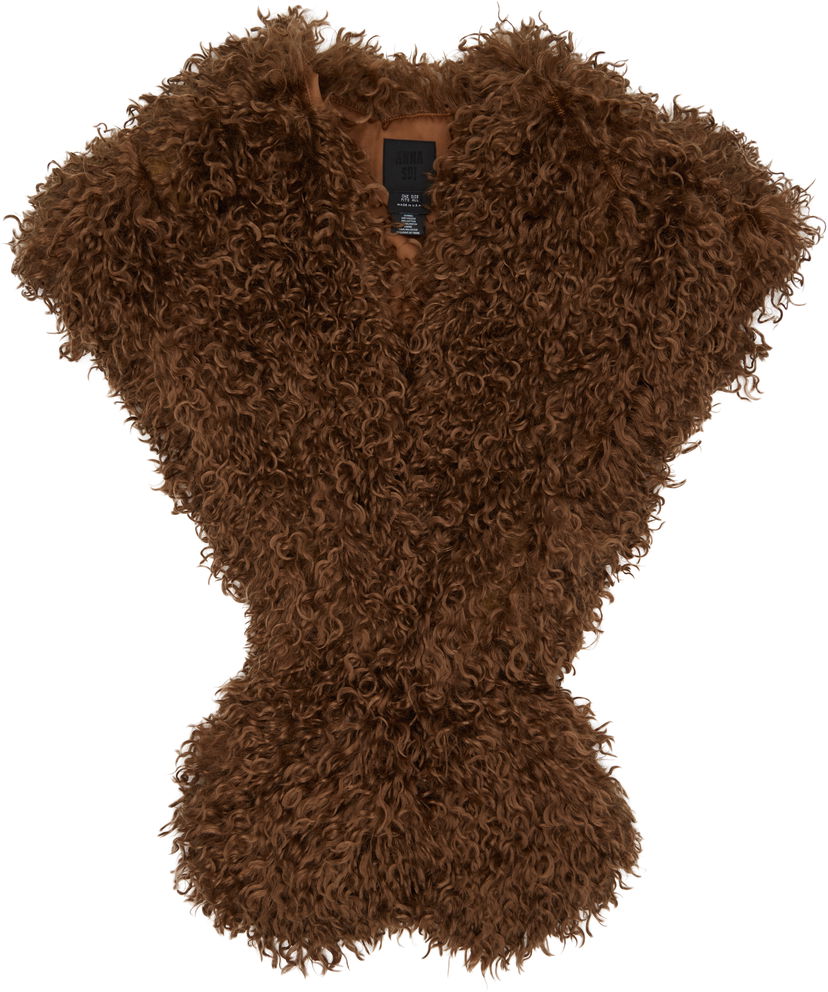 Шал Anna Sui Anna Sui Curly Faux Fur Shawl Scarf Кафяво | 725D93